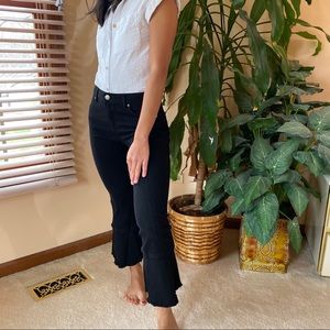 Flirty Raw Hem Flare Jeans